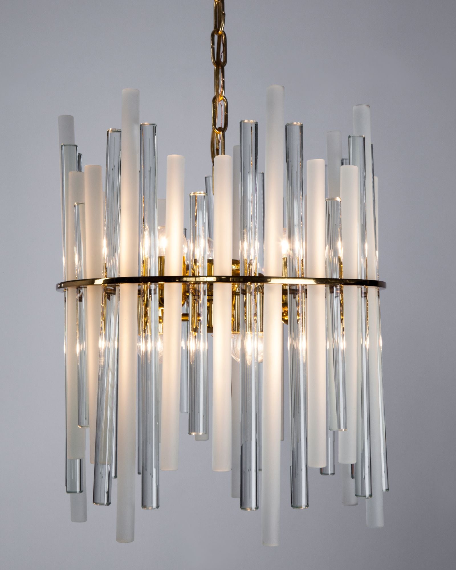 Clear and Frosted Glass Rod Chandelier (ahl4060)